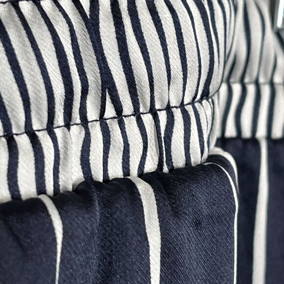 H and M Pants Womens Plus Size 24 Satin Wide Leg High Rise Blue Striped Casual - Picture 6 of 12